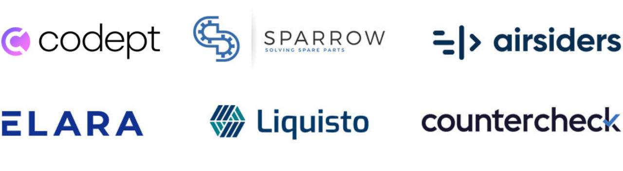 Startup Portfolio Logos: codept, sparrow, airsiders, elara, liquisto, countercheck
